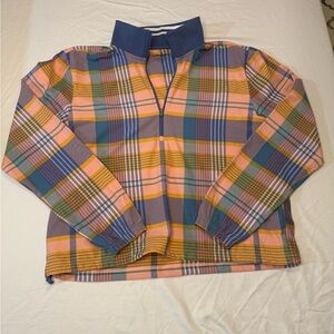 Walter Hagen Pink Plaid Half-Zip Sweater with Blue and Green Accents